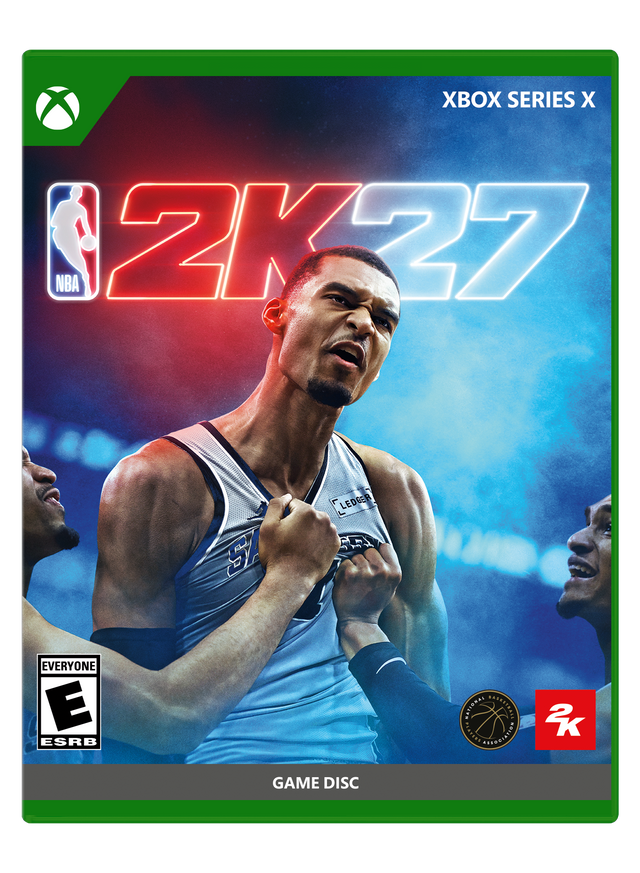 XBOX SERIES X NBA 2K27 S LEDGER RI EVERYONE E ESRB FTRDILYD BREREEBALE COLAVIA ANFOGIATION 2K GAME DISC