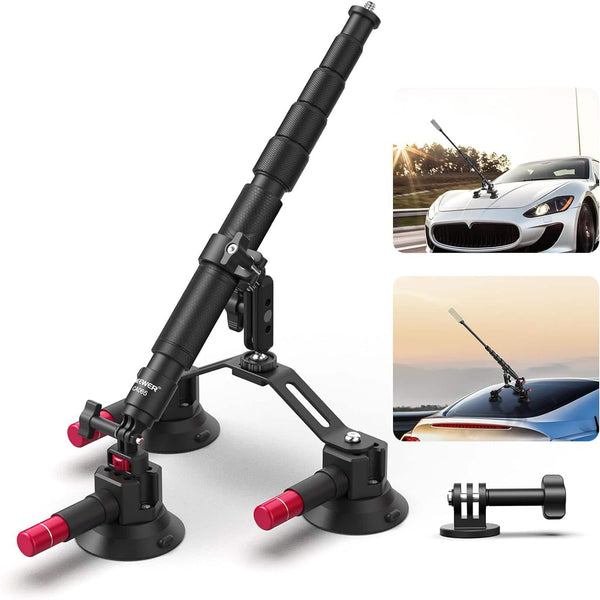 Neewer - Triple Suction Cup Car Mount for Insta360/GoPro/DJI/Osmo 360, Quick Release, Magic Arm, CA065