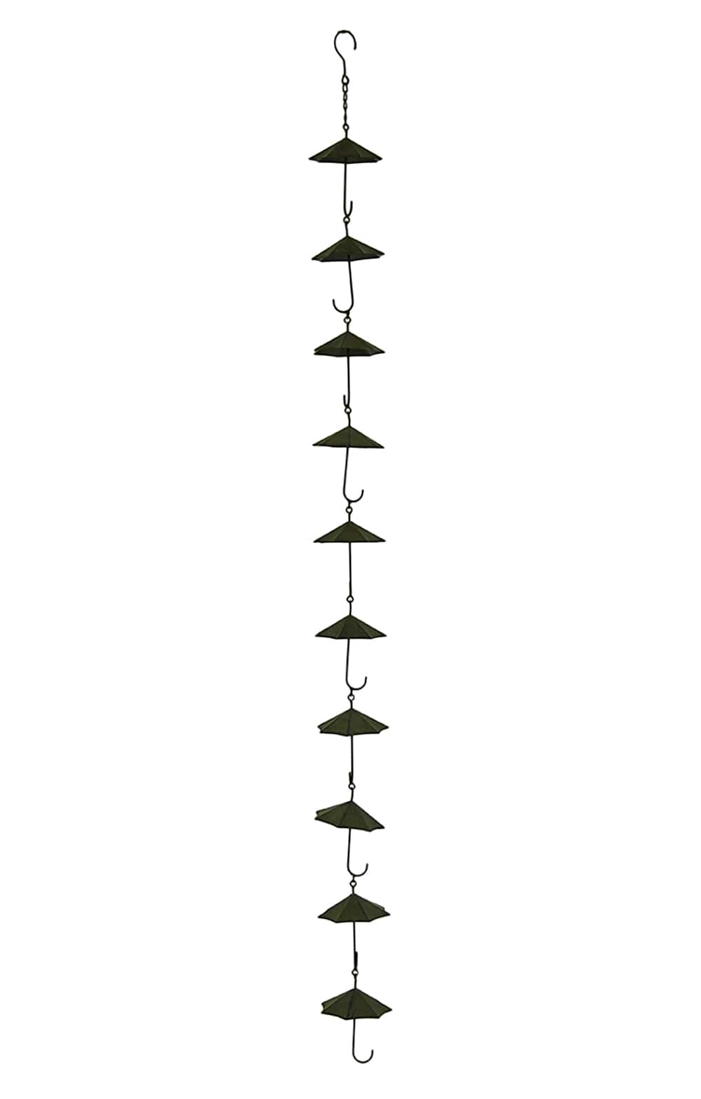Zeckos - Copper Finish Metal Umbrellas Rain Chain w/Attached Hanger 48 Inch - Brown