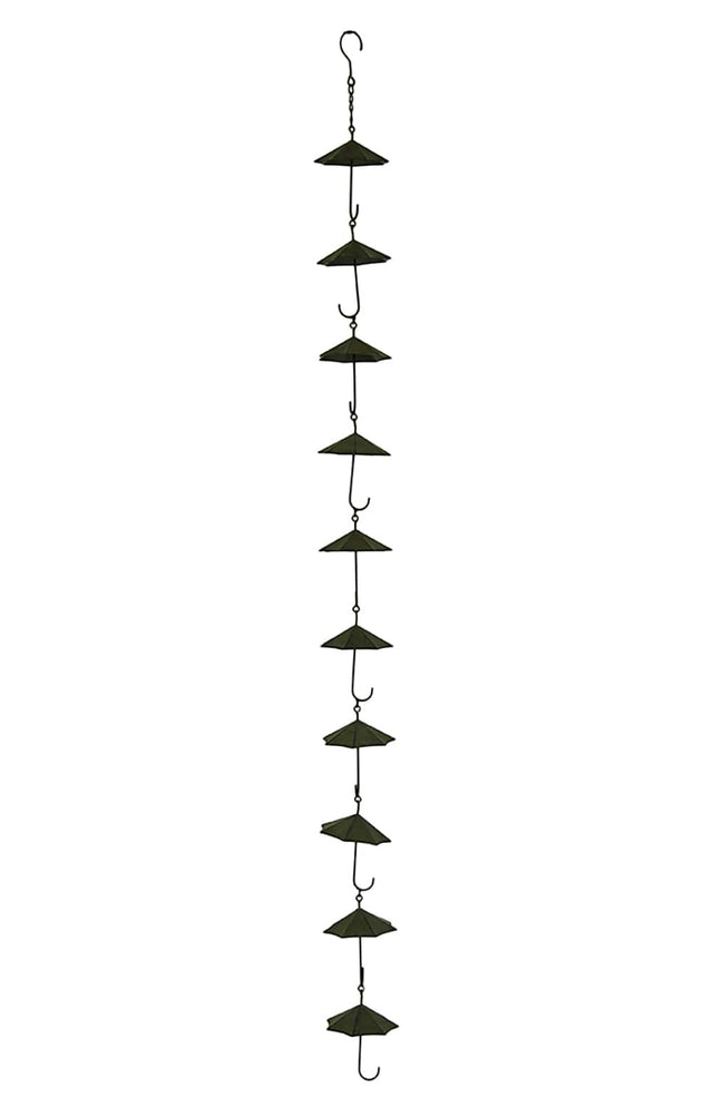 Front. Zeckos - Copper Finish Metal Umbrellas Rain Chain w/Attached Hanger 48 Inch - Brown.