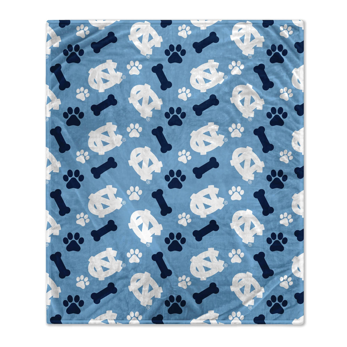 Pegasus - North Carolina Tar Heels 40" x 50" Lightweight Bones Flannel Fleece Pet Blanket - Light Blue