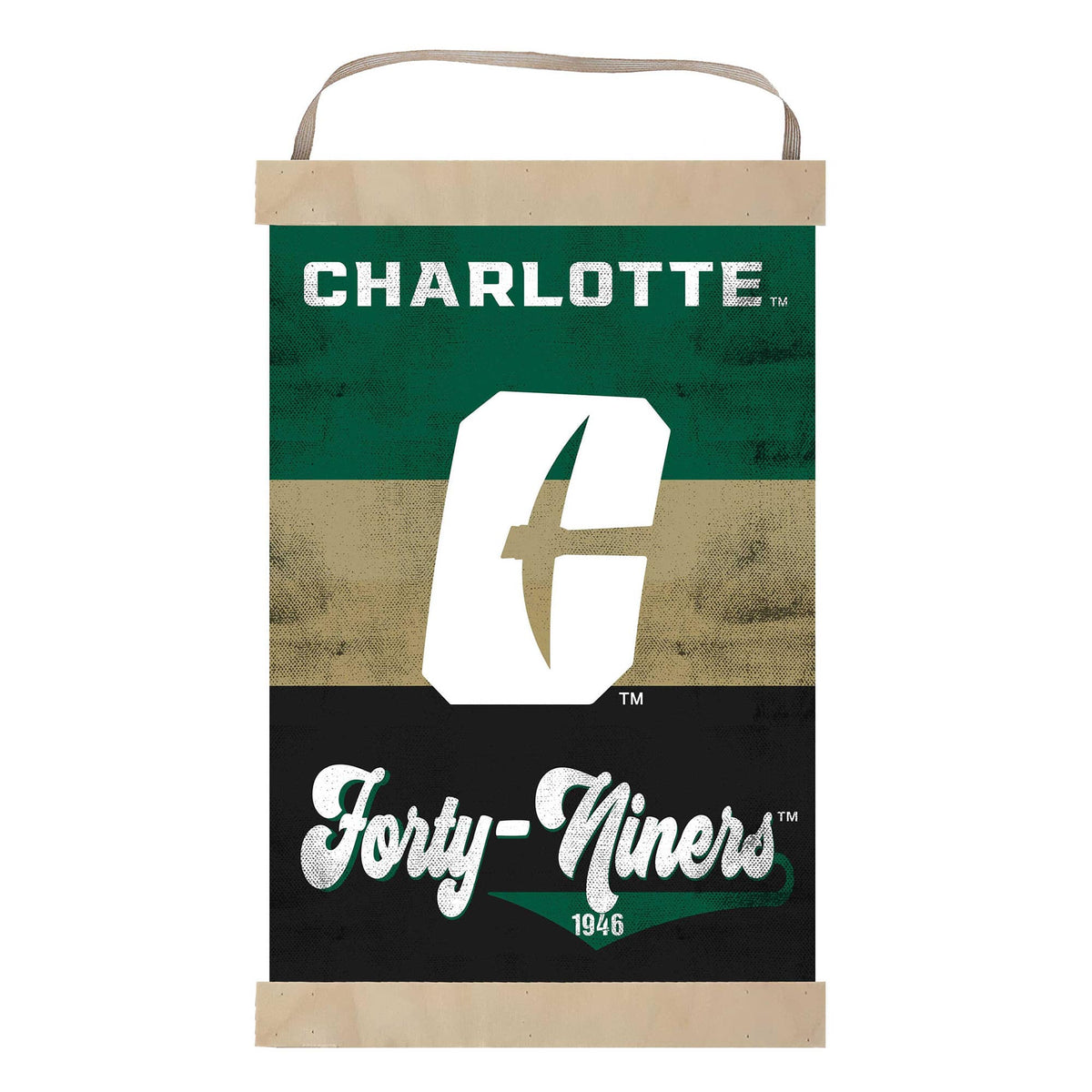 Jardine - Charlotte 49ers Retro Logo Banner Sign - Green