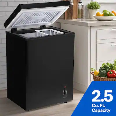 Loheer - Compact 2.5 Cu. Ft. Chest Freezer - Adjustable Thermostat, Deep Freeze to -0.4°F, Removable Basket