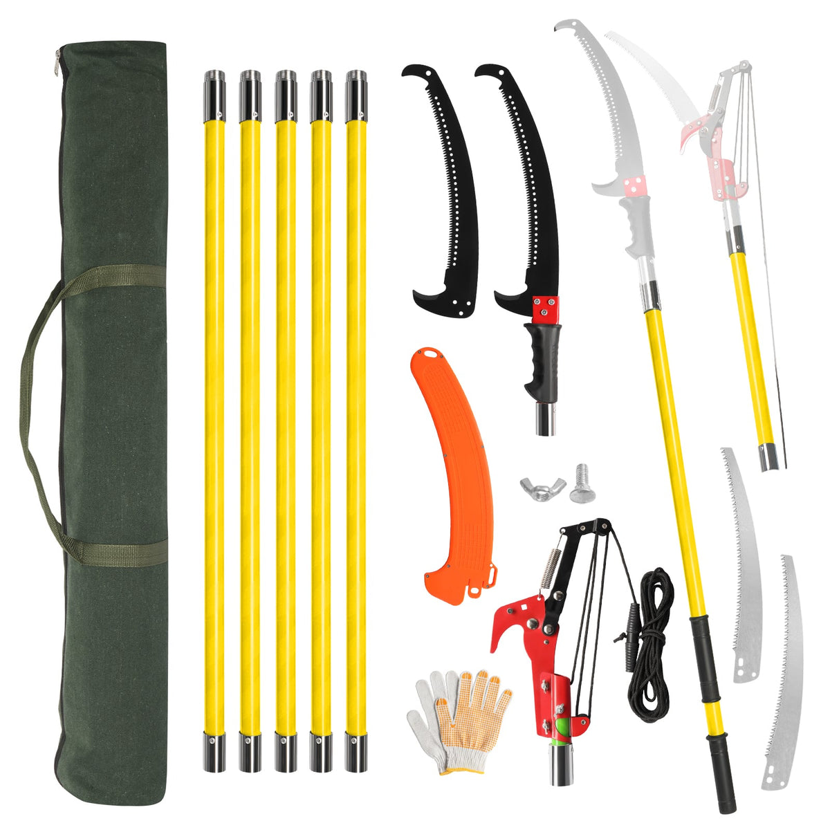 Winado - Tree Pruner Pole 24ft Saw Branch Limb Pruning Cutter Trimmer Extendable Shaf
