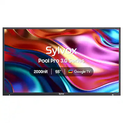 Sylvox - 55" Class Pool Pro3.0 Series Full Sun Smart Outdoor TV, 2000Nit 4K UHD LED Google TV, IP55 Waterproof(2025)