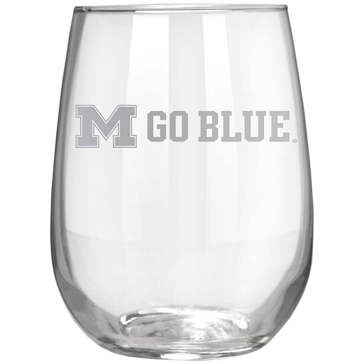 Great American Products - Michigan Wolverines Etched 17oz. Rally Cry Stemless Wine Glass - Multicolor
