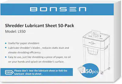 Bonsen - Paper Shredder - Sharpening & Lubricant Sheets - Pack of 50