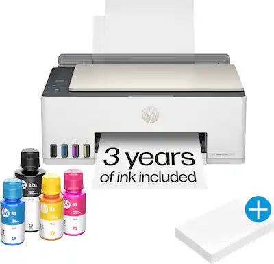 HP - Smart Tank 5103 Wireless AI-Enabled AiO Supertank Inkjet Printer w/ 3 Years of Ink¹ & 100 Sheets of Photo Paper
