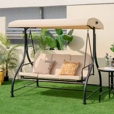 Costway - Converting Outdoor Swing Canopy Hammock 3 Seats Patio Deck Furniture