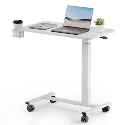 GTPlayer - Pneumatic Mobile Standing Laptop Desk with Lockable Wheels 28 IN W x 16 IN D Adjustable Overbed Bedside Table