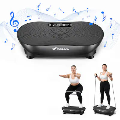MERACH - Vibration Plate for Lymphatic Drainage Weight Loss Muscle Activation LED Touch Screen Bluetooth Plate Vibration