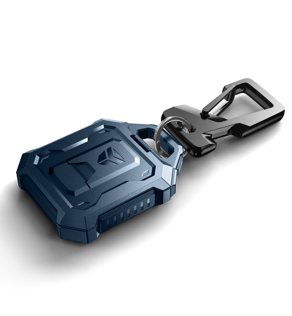 Dexnor - Full-body Shockproof Case for AirTag, Anti-lost Protective Cover Keychain with Key Ring & Carabiner - Navy Blue