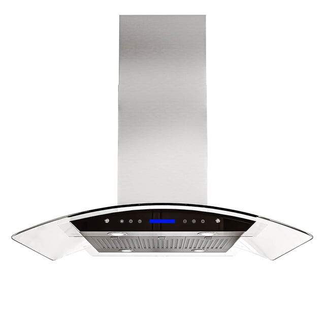 Front. Onefly - 36 Inches - Ducted - Island Mount Range Hood - Stainless steel.