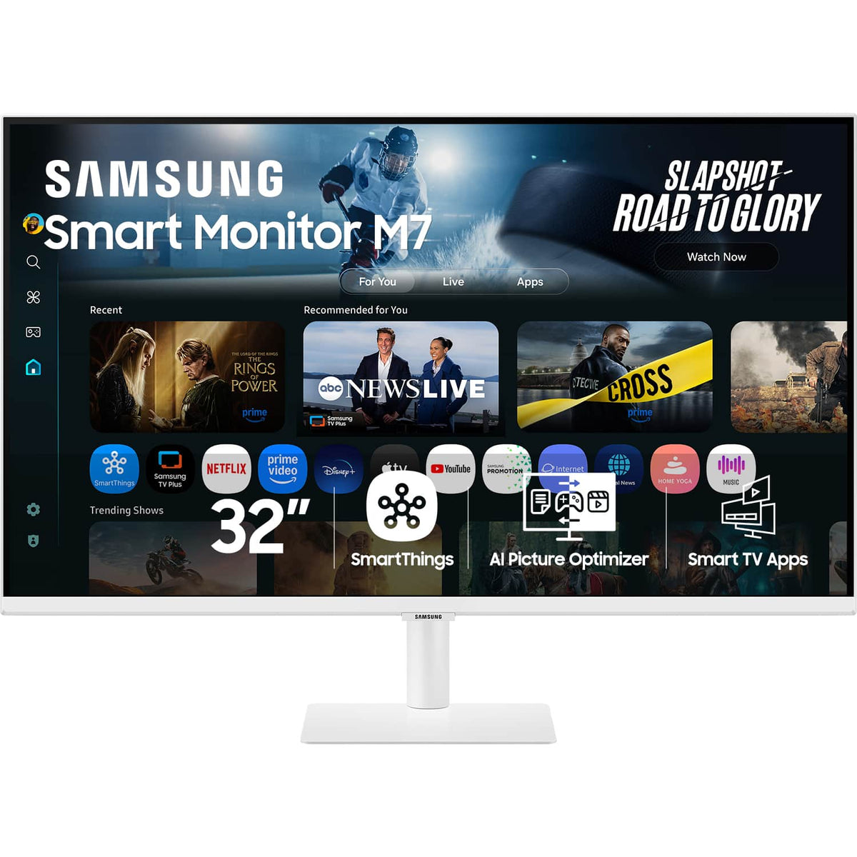 32" M70F 4K UHD Smart Monitor with Samsung Vision AI, Built In Speakers, USB-C - White