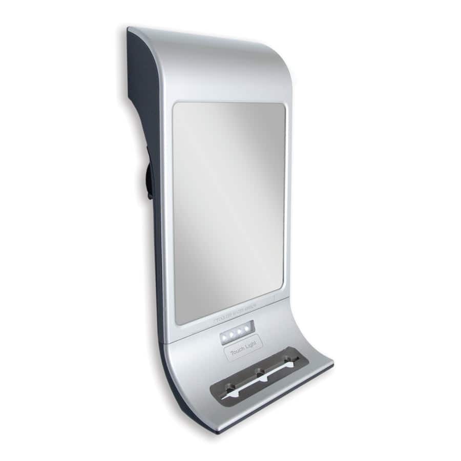 Zadro - Fogless LED Lighted Wall Mounted Shower Mirror with Suction Cups & Stored Squeegee - Silver