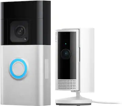 Ring - Essential Security Set with Battery Doorbell Plus and Indoor Cam