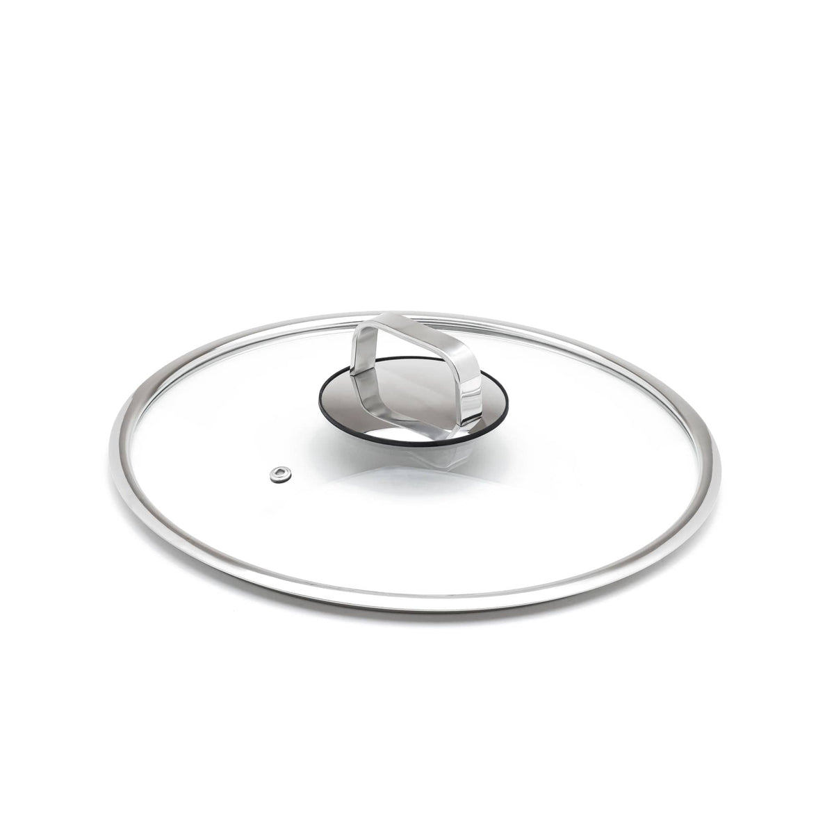 Livwell - DiamondClad™ 12" Tempered Glass Lid with Silicone Rim, Cool Touch Insulated Handle, Dishwasher Safe – Clear - Silver/Glass