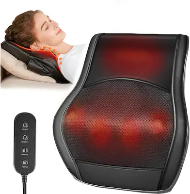 Core Tech - Shiatsu Neck and Back Massage Pillow with Heat, Bidirectional Rotation and Remote Control