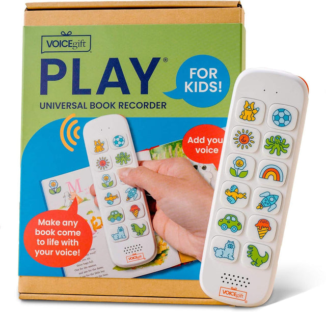 VOICEgift PLAY FOR KIDS!  
UNIVERSAL BOOK RECORDER  
Add your voice  
Make any book come to life with your voice!  

FOR KIDS!  
Add your voice  
Make any book come to life with your voice!
