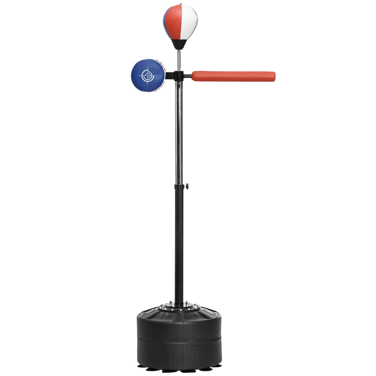 Soozier - Standing Boxing Bag with Stand, Punching Speed Bag Reaction Bar Challenge with Suction Cups - Black, Red and Blue