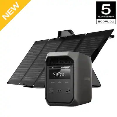 EcoFlow - Delta 3 Classic Portable Power Station with 110W Solar Panel,1800W AC Output (3600W Surge) Solar Generator for Home Use