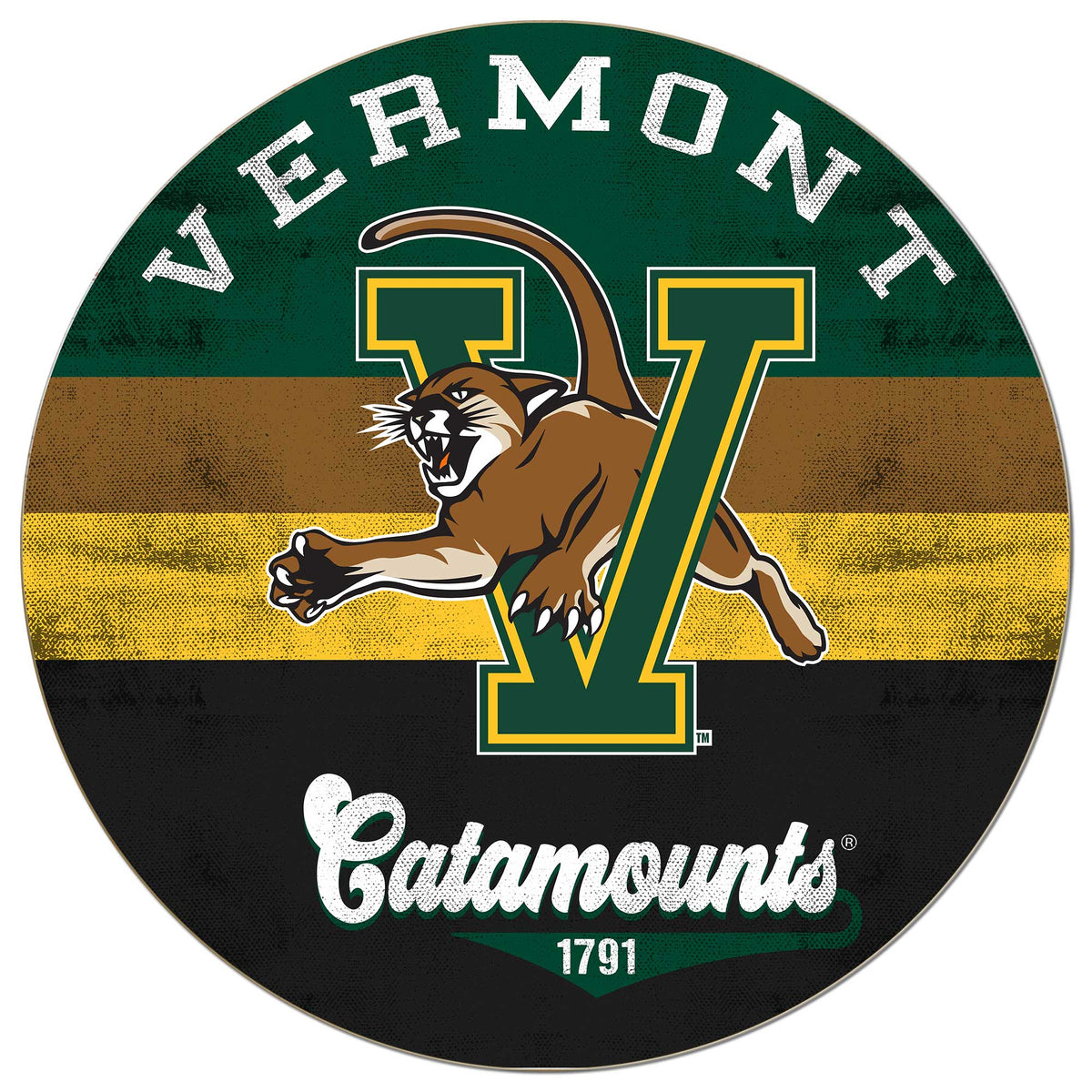 Jardine - Vermont Catamounts 20'' x 20'' Retro Logo Circle Sign - Green
