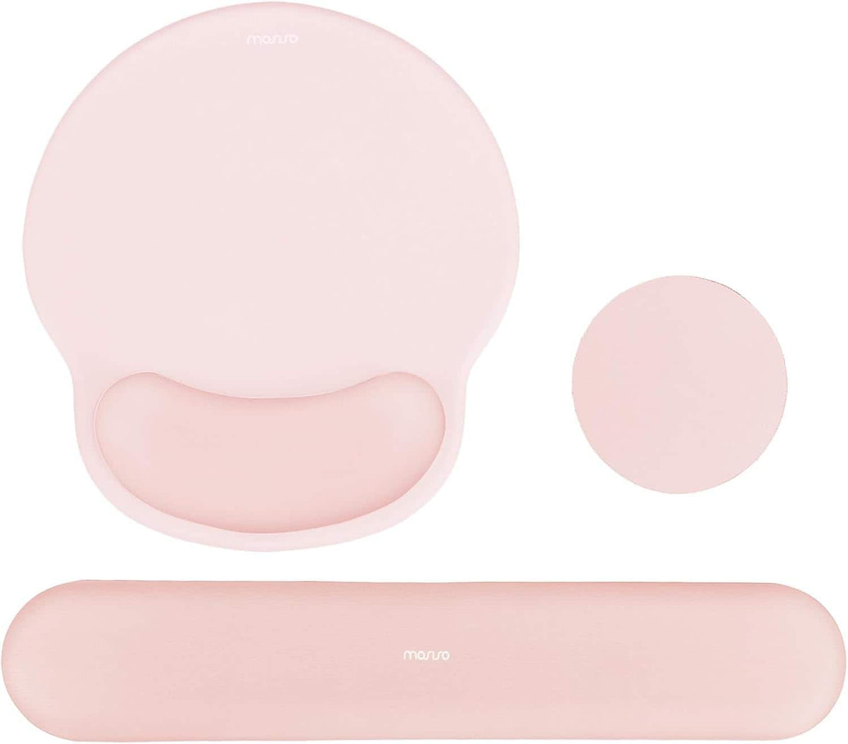 mosiso - Mouse Pad with Wrist Rest Support, 3-in-1 Gel Memory Foam Ergonomic Mouse Pad Set Non-Slip Base for Home/Office/Game - Chalk Pink