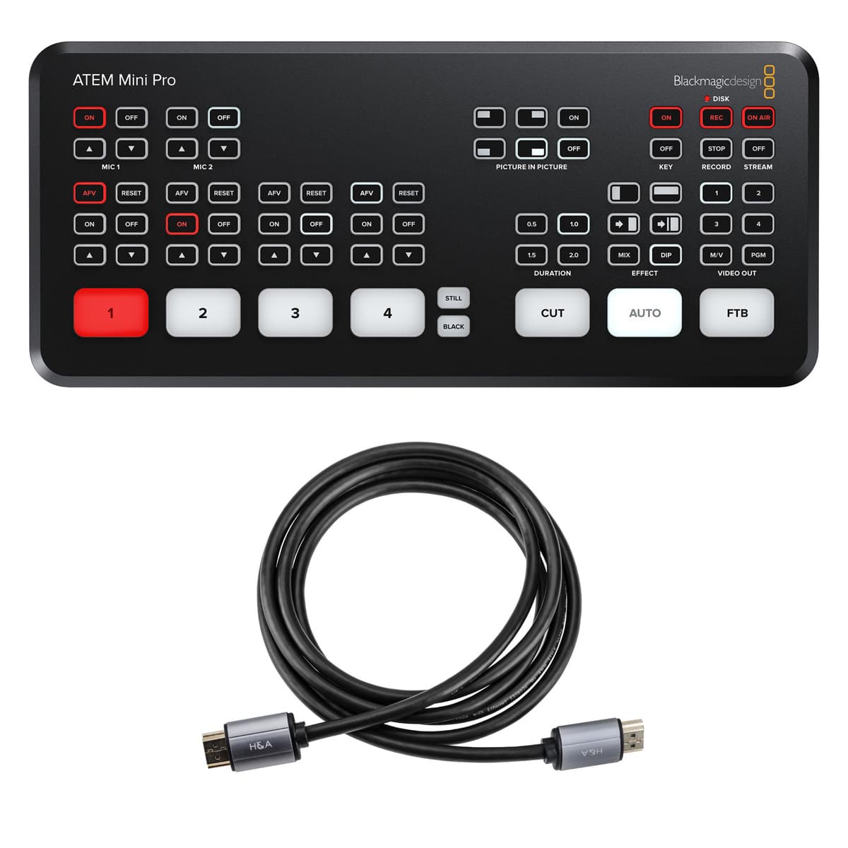 Blackmagic Design - ATEM Mini Pro HDMI Live Stream Switcher, Bundle with Gold Series 6' HDMI 2.0 Cable with Ethernet