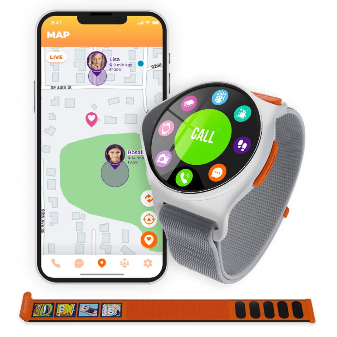 NickWatch - GPS Tracking Smartwatch by Nickelodeon with App, Chat & Call, SOS Call, Motion Games, Step Counter, School Mode & More - White - (2024)