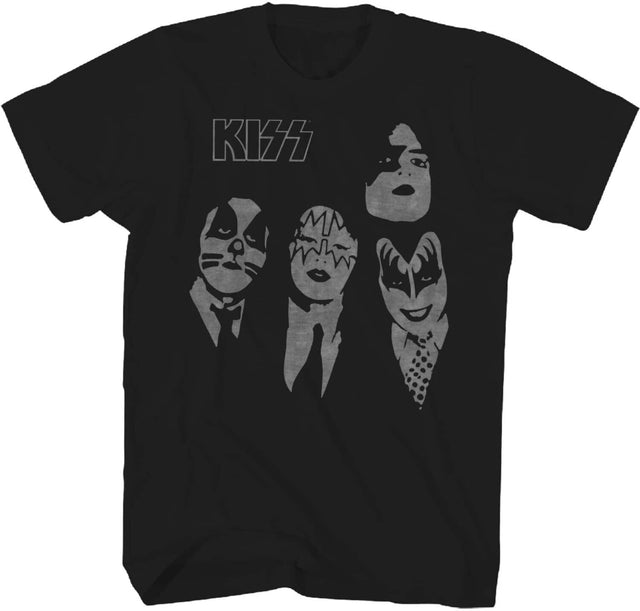 Front. PopMarket - Kiss - Kiss - Dressed to Kill Faces T-Shirt - Large Black 38101118A3   - APPAREL - Multicolor.