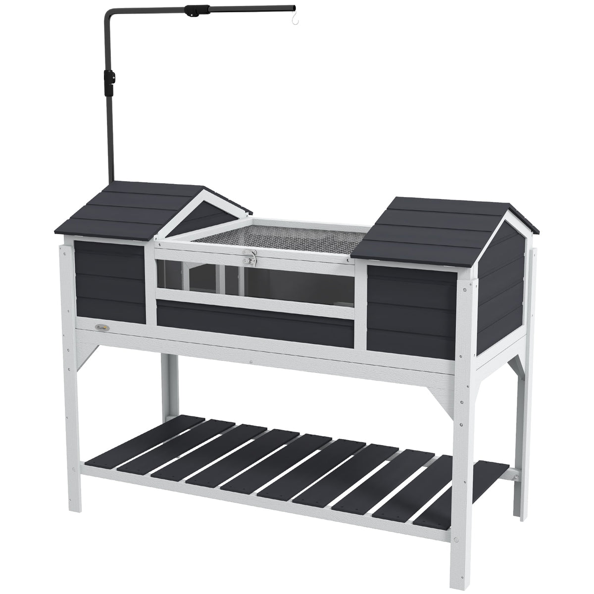 Pawhut - Enclosure Tortoise House with Adjustable Lamp Holder Storage Shelf, Dual Main Houses