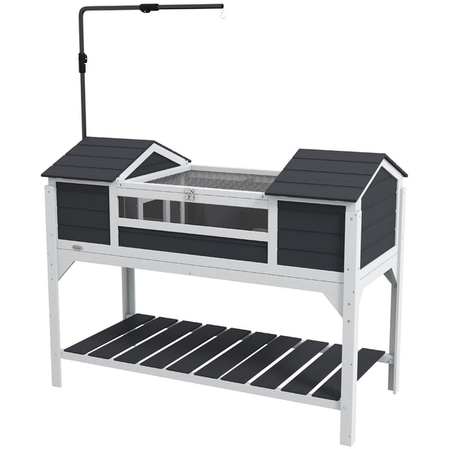 Front. Pawhut - Enclosure Tortoise House with Adjustable Lamp Holder Storage Shelf, Dual Main Houses.
