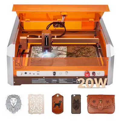 VEVOR - Laser Engraver, 20W, Laser Engraving and Cutting Machine with Enclosure Camera, Laser Cutter, 15.7 x 15.7in Working Area