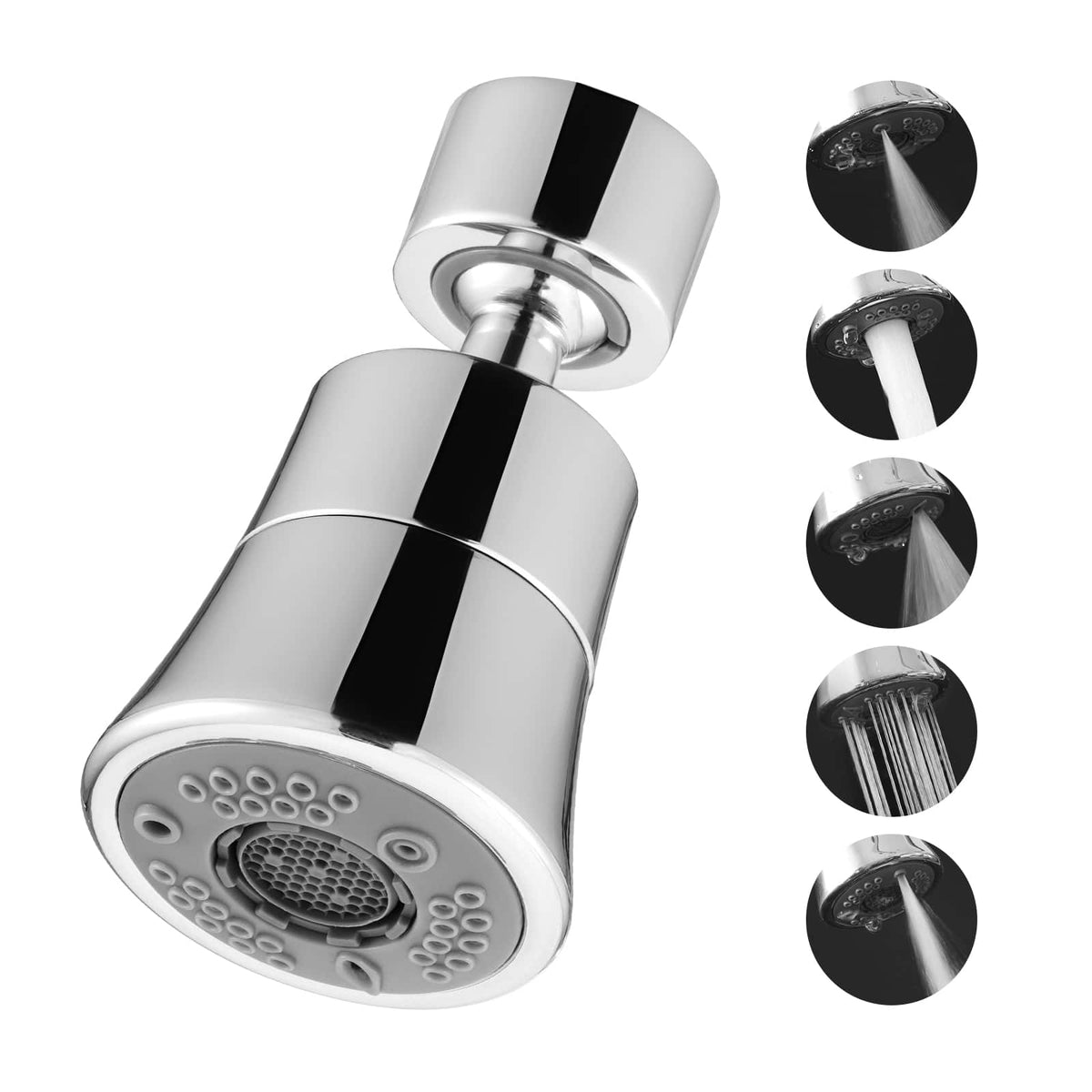 VEVOR - Faucet Aerator, 360° Swivel Kitchen Sink Aerator, 5-Function 5-Flow Sink Sprayer Attachment,for 15/16 inch Female Thread - Silver