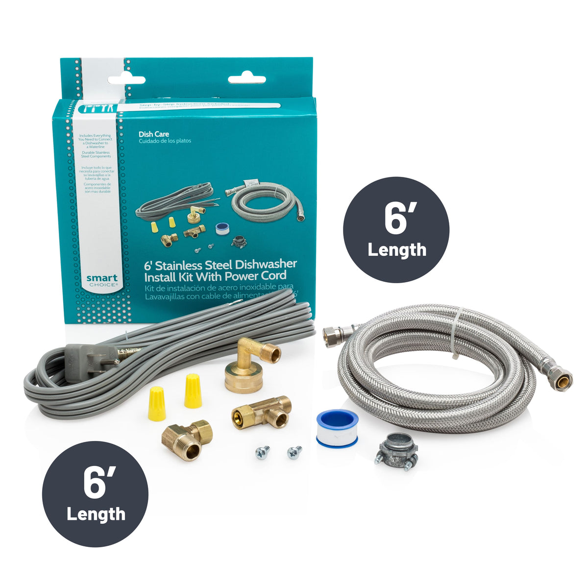 Smart Choice - Universal 6' Deluxe Dishwasher Install Kit - Multi