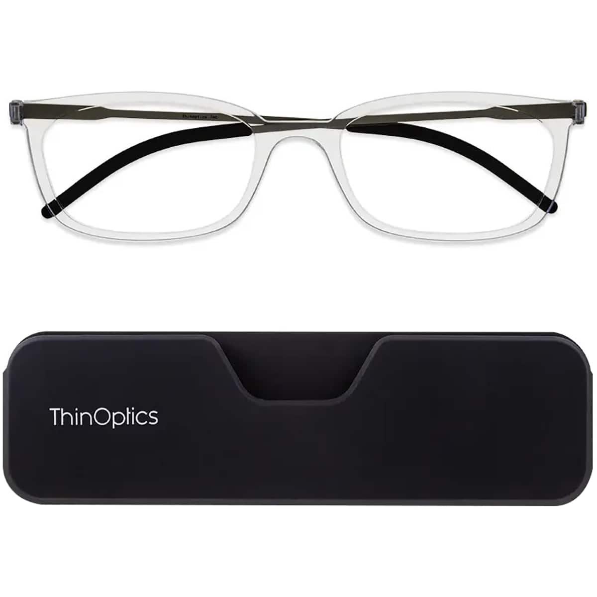 ThinOptics - Connect Reading Glasses with Black Full Frame Pod - +2.00 - Clear