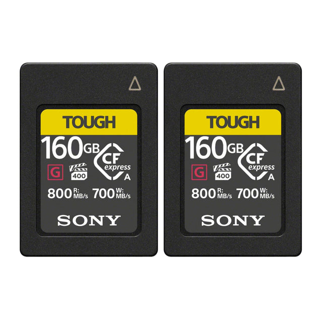 TOUGH  
160GB  
CF express G 400 A  
R: 800 MB/s  
W: 700 MB/s  
SONY  

TOUGH  
160GB  
CF express G 400 A  
R: 800 MB/s  
W: 700 MB/s  
SONY