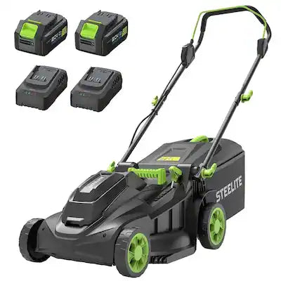 Steelite - 42V (2x21V) 17 Inch Electric Cordless Lawn Mower with 2 x 4.0 Ah Batteries & 2 Chargers
