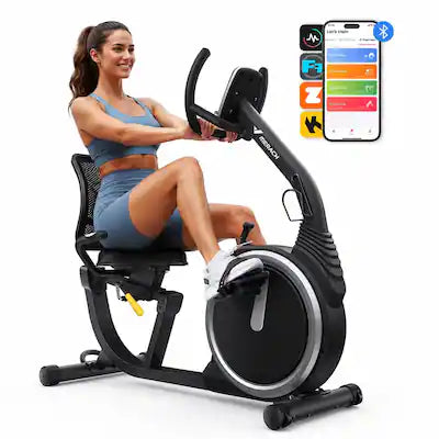 MERACH - Recumbent Exercise Bike for Home Seniors Adults with Smart Bluetooth, Exclusive App, LCD, Heart Rate Handle