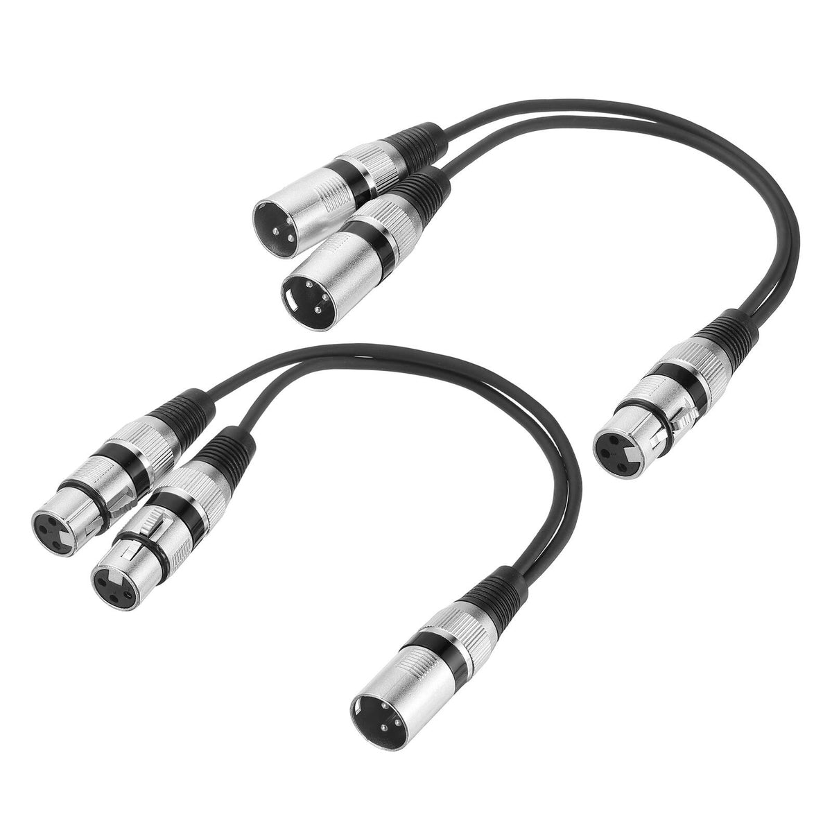Unique Bargains - 2pcs XLR Splitter Cable, 1F to 2M & 1M to 2F Y Cables for Balanced Audio, Mixers, Microphones - Black Circle