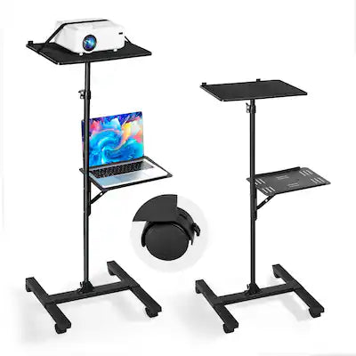 VEVOR - Projector Stand, 2 Shelves Laptop Floor Stand, Projector Stands Table with Adjustable Height 33.86 to 53.54 inch