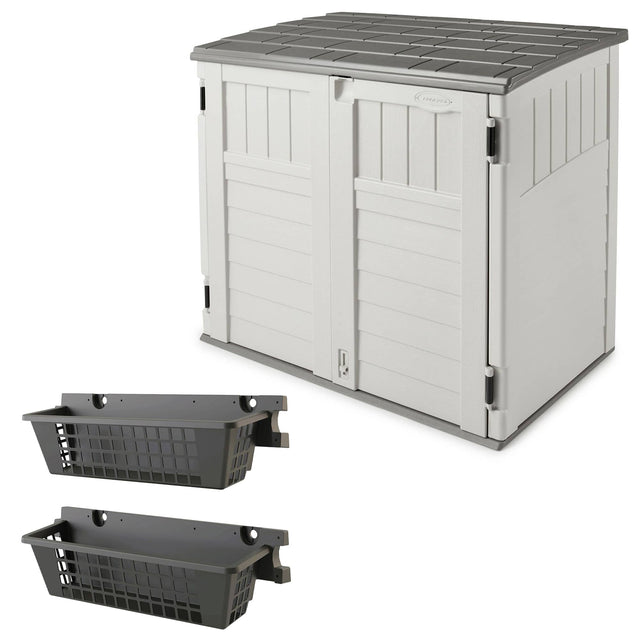 Front. Suncast - Suncast BMS2500 Horizontal Outdoor Storage Shed, 2 Pack BMSBSKT2PK Basket, Black - Ivory.