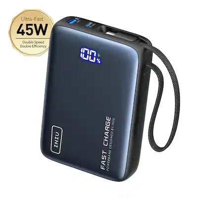 INIU - Portable Charger, Compact 20000mAh PD Power Bank with Built-in Cable & Digital Display for iPhone, Samsung etc