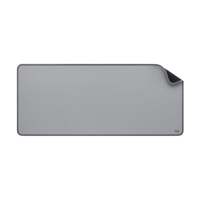 Front. Logitech - Desk Mat Studio Series Extended Mouse Pad with Spill-resistant Durable Design (Large) - Mid Gray.