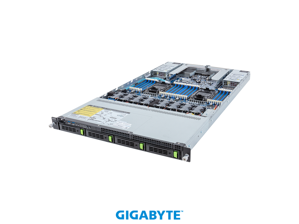 GIGABYTE - R183-S95-AAV1 Rack Server - 5th/4th Gen Intel® Xeon® Scalable - 1U DP 4-Bay Gen5 NVMe/SATA/SAS-4 Titanium