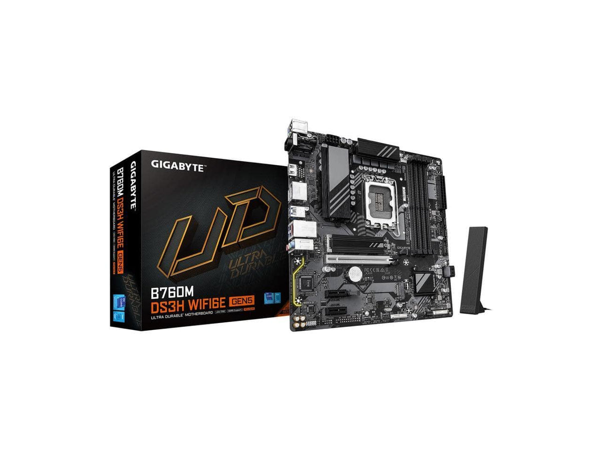 GIGABYTE - B760M DS3H WIFI6E GEN5 LGA 1700 DDR5 M.2 PCIe 5.0 USB 3.2 Type-C 2.5GbE LAN
