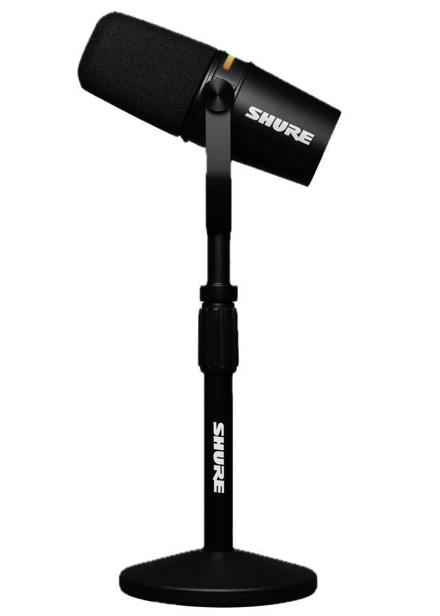 Front. Shure - MV7+ Podcast Microphone + Stand - USB-C & XLR Outputs for Podcasting, Live Streaming, Music Recording & Youtube Content - Black.