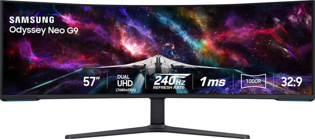 SAMSUNG Odyssey Neo G9 57" DUAL UHD (7680x2160) 240H2 Hz REFRESH RATE 1 ms 1000R 32:9