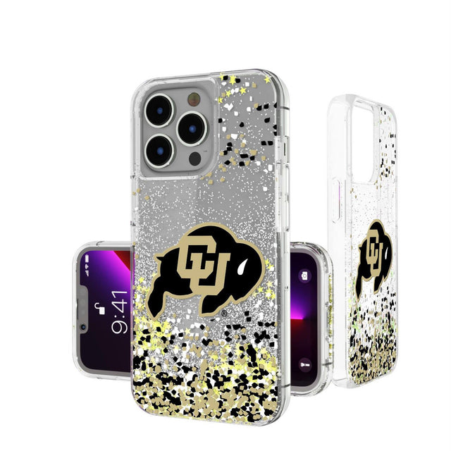 Front. Keyscaper - Colorado Buffaloes iPhone Glitter Case with Confetti Design - 13 Pro Max - Multicolor.