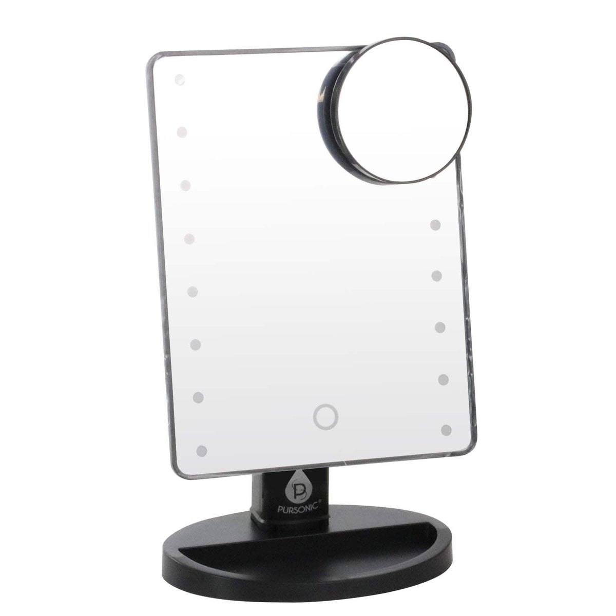 Pursonic - LED Dimmable Touch Vanity Makeup Mirror With Detachable 5X Mirror - Black